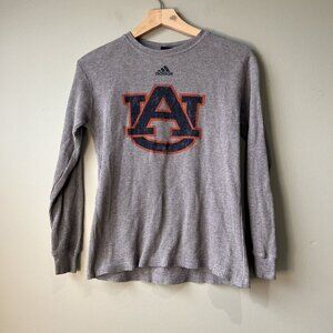 Adidas Gray Auburn Tigers‎ Long Sleeve Waffle Knit Shirt M